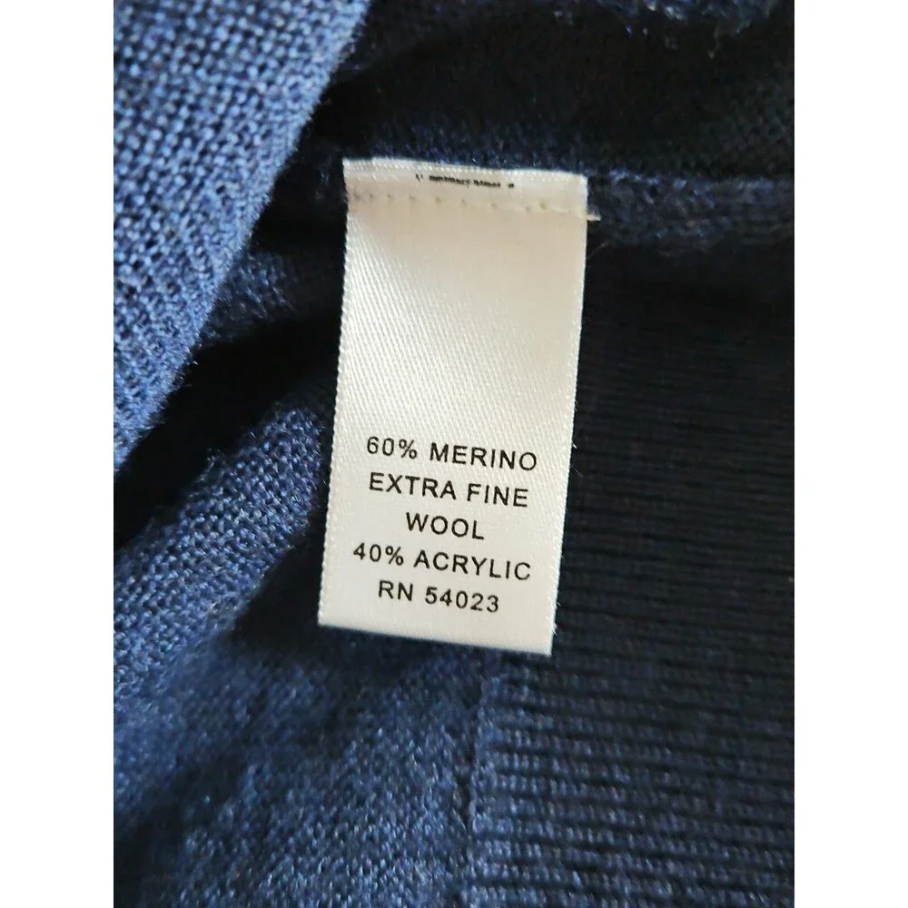 BANANA REPUBLIC Sweater Mens Small Blue Merino Wool Pullover 1/4 Mock Neck